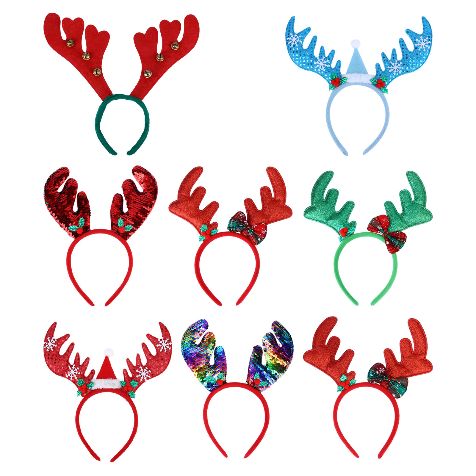 Reindeer Antlers Headband - 8 piezas de diadema con cuernos,