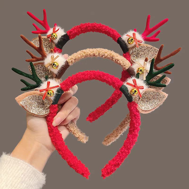 Reindeer Antlers Headband - Diadema Navideña de Felpa con Astas
