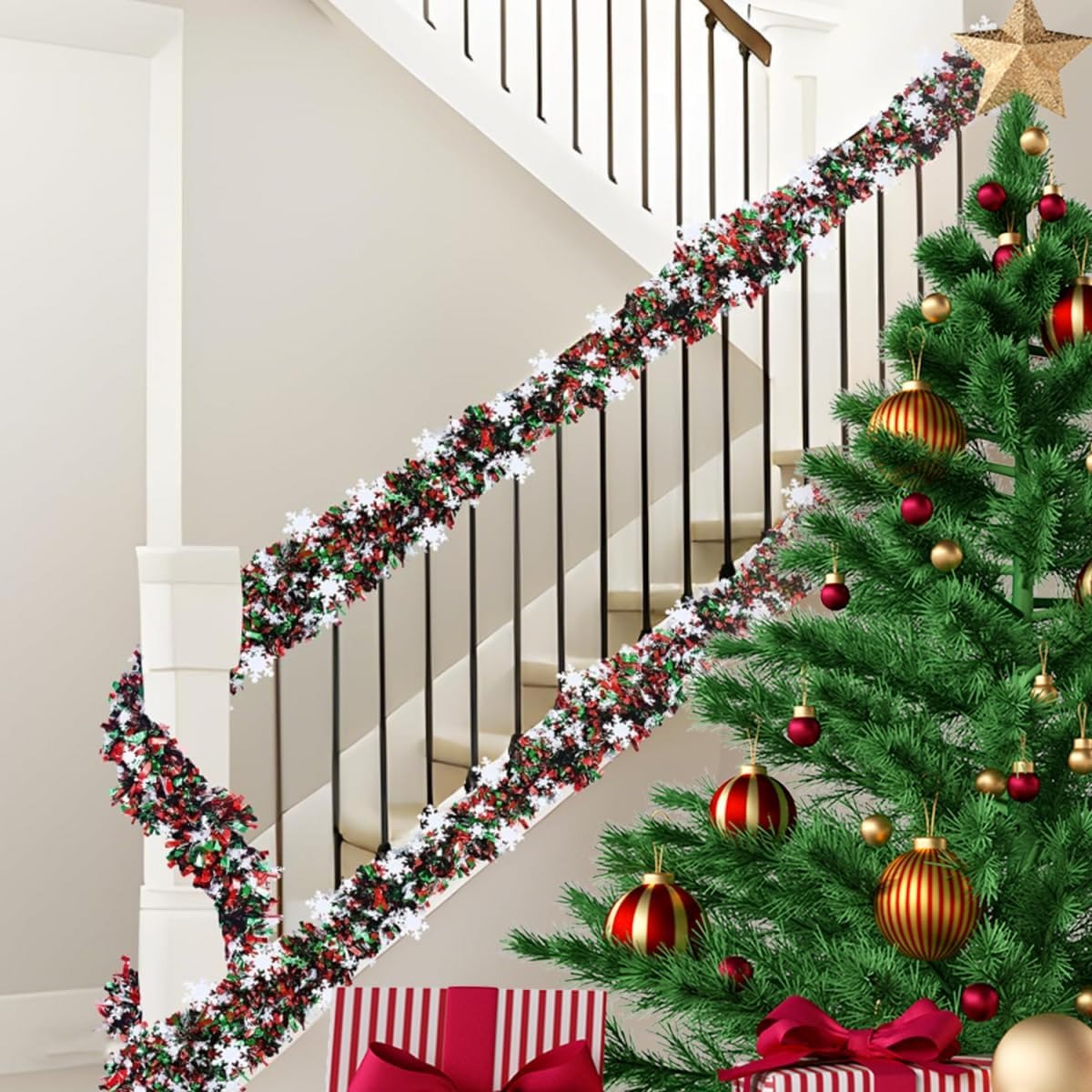 Guirnalda de oropel navideño d - Tinsel Garland Decoration reseña y precio
