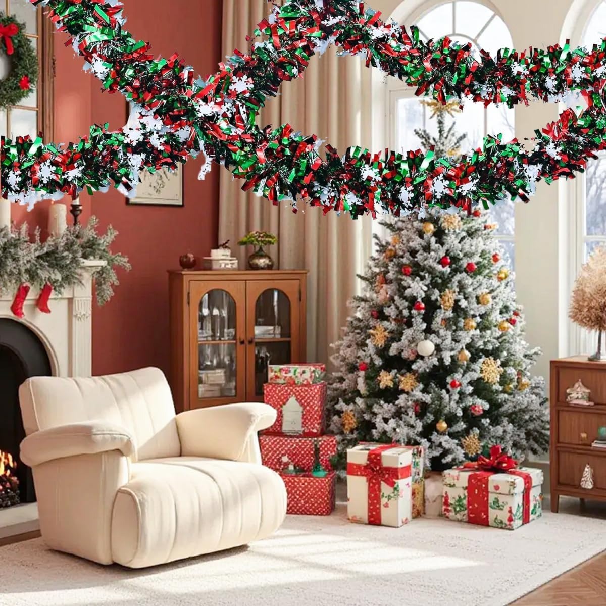 Guirnalda de oropel navideño d - Tinsel Garland Decoration reseña y precio