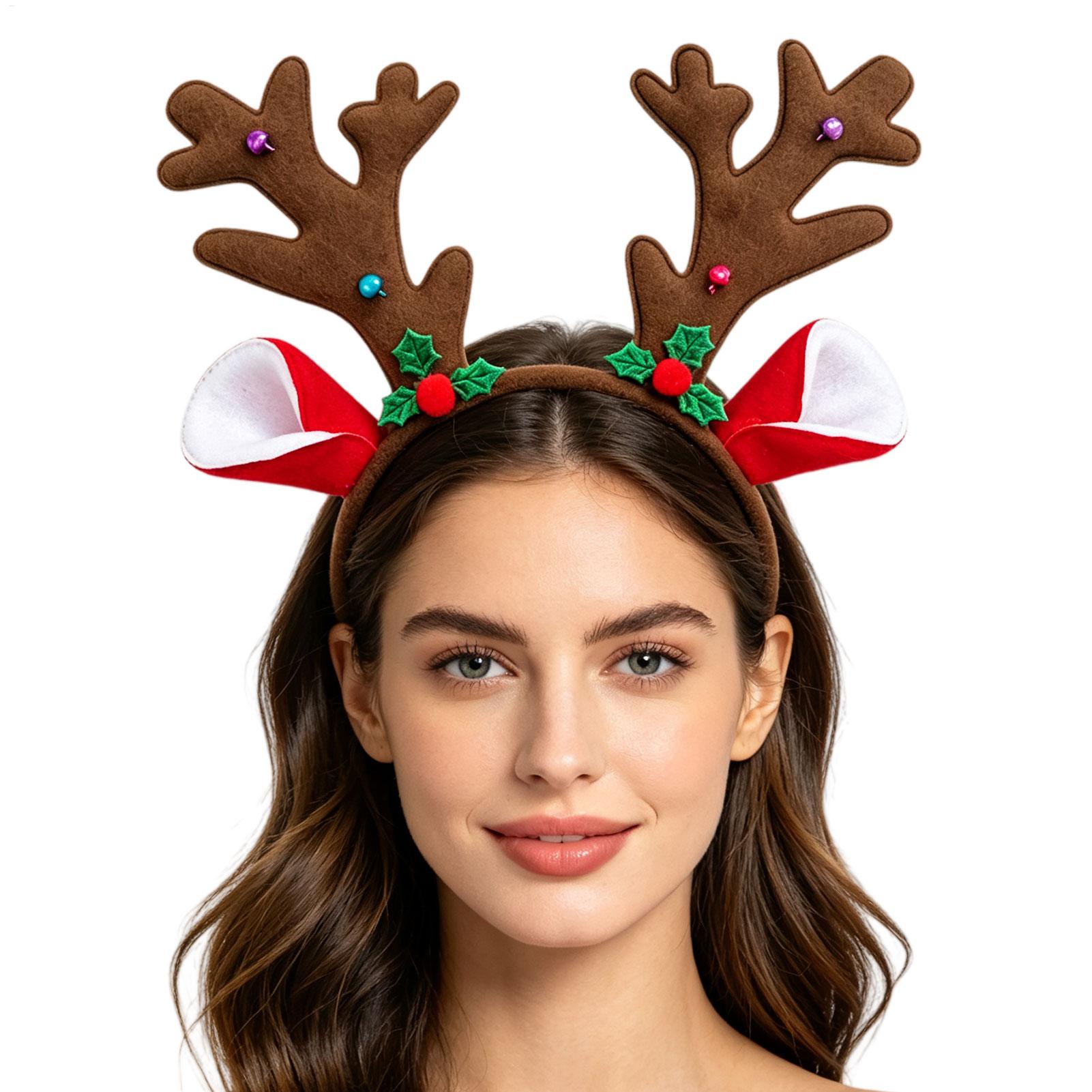 Diadema navideña con cuernos d - Reindeer Antlers Headband reseña y precio