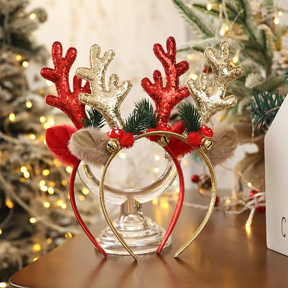 Diadema navideña con cuernos d - Reindeer Antlers Headband reseña y precio